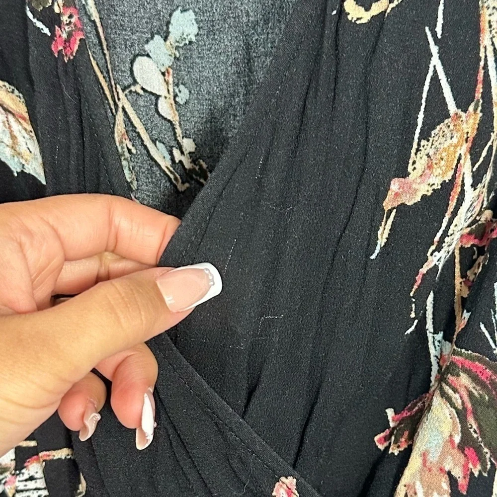 Beach Bunny black floral wide leg floral jumpsuit size XS